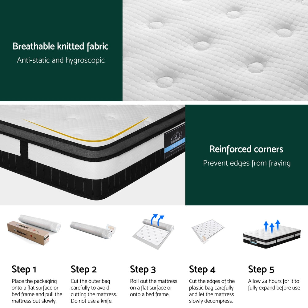 Breeze King Single Mattress 30cm Medium-Firm Euro Top White