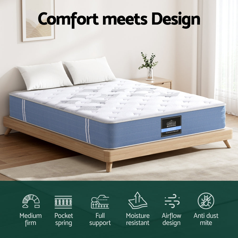 Snow Series 25cm Double Mattress Medium Firm Pocket Spring