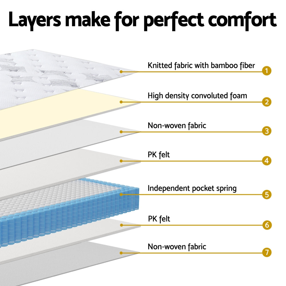 Snow Series 25cm King Mattress Pocket Spring Medium-Firm