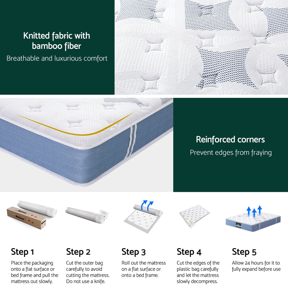 Snow Series 25cm King Mattress Pocket Spring Medium-Firm