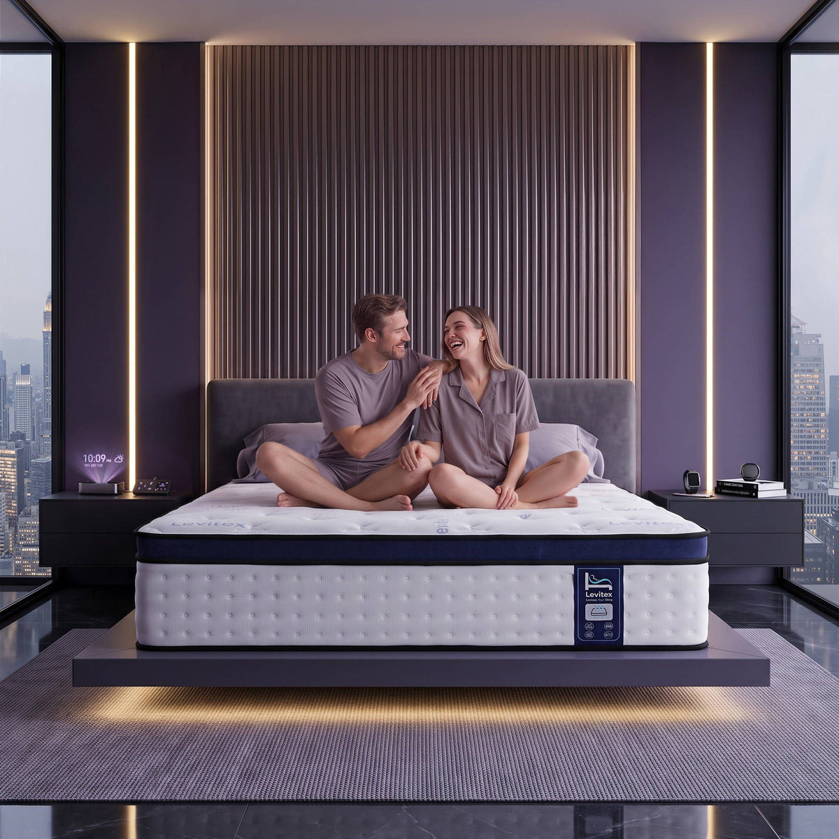 Levitex 35CM King Mattresses Gel Memory Foam and 7-Zone Ergonomic Pocket Spring, Anti-Roll Dual-Row Edge, Undisturbed Deep Sleep For Restless Couples, Triple Cooling System
