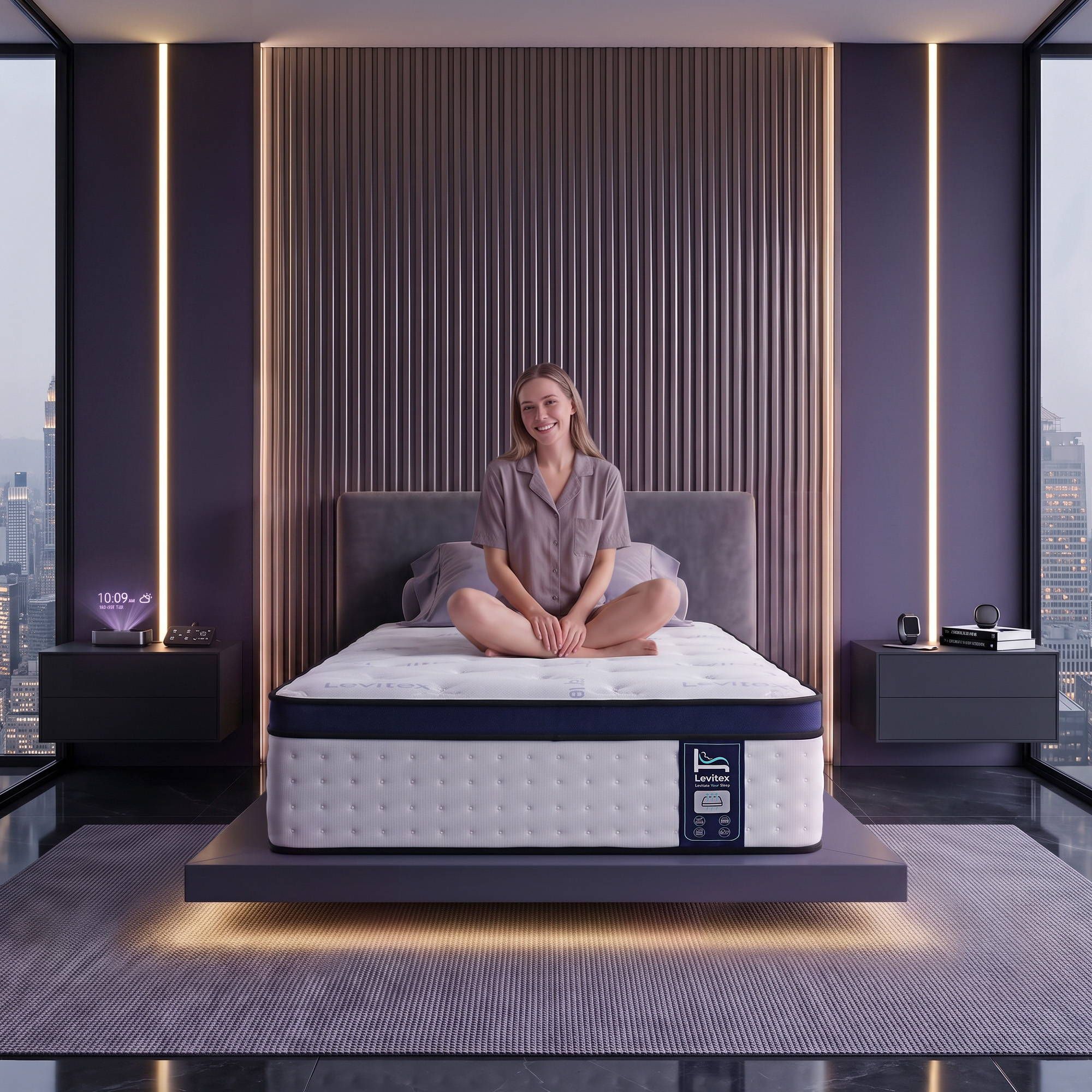 Levitex 35CM King Single Mattresses Gel Memory Foam and 7-Zone Ergonomic Pocket Spring, Anti-Roll Dual-Row Edge, Triple Cooling System for Hot Sleepers