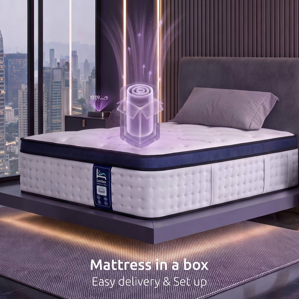 Levitex 35CM Single Mattresses Gel Memory Foam and 7-Zone Ergonomic Pocket Spring, Anti-Roll Dual-Row Edge, Triple Cooling System for Hot Sleepers
