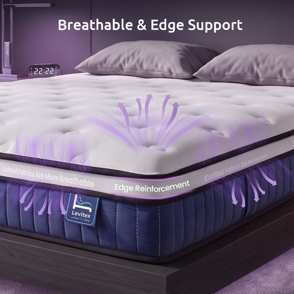 Levitex Double Mattress 23CM With Pocket Spring & Cooling Gel Foam, Medium-Firm Full-Body Support, Mattresses In A Box