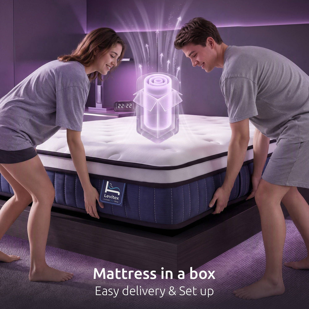 Levitex Double Mattress 23CM With Pocket Spring & Cooling Gel Foam, Medium-Firm Full-Body Support, Mattresses In A Box