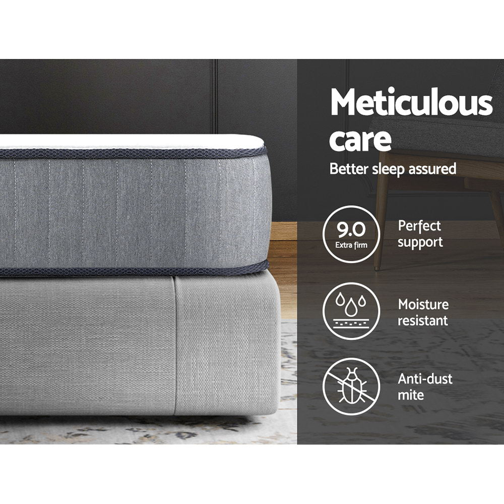 Leera King Single Mattress Extra Firm 23cm Grey/White
