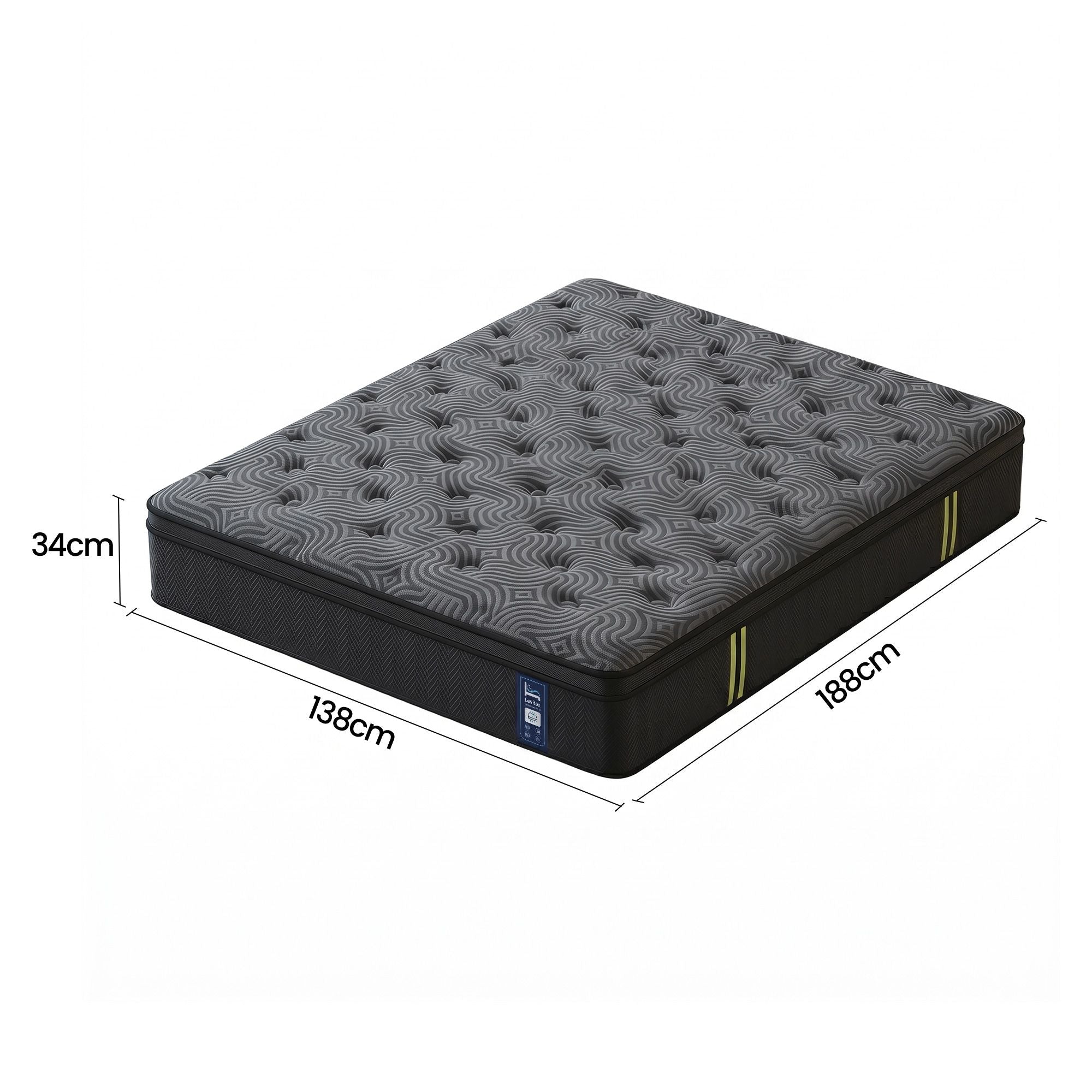 Levitex Double Mattress 34 cm 5-Zone Pressure Relief Pocket Spring with Reinforced Edge Support & Breathable Gel Memory Foam Hybrid Mattress