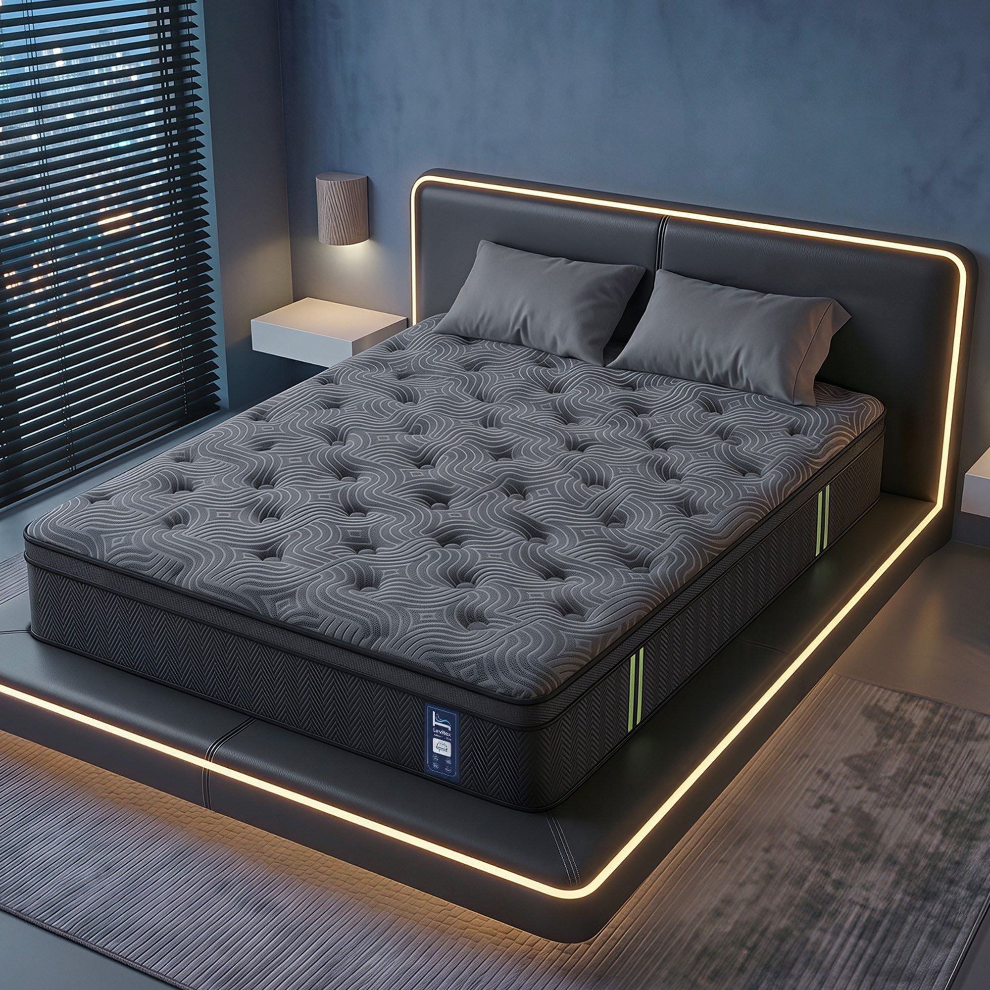 Levitex Queen Mattress 34 cm 5-Zone Pressure Relief Pocket Spring with Reinforced Edge Support & Breathable Gel Memory Foam Hybrid Mattress