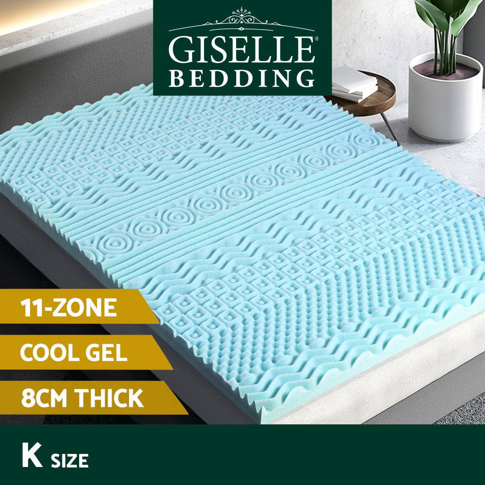 Giselle King Memory Foam Mattress Topper 11-Zone 8cm