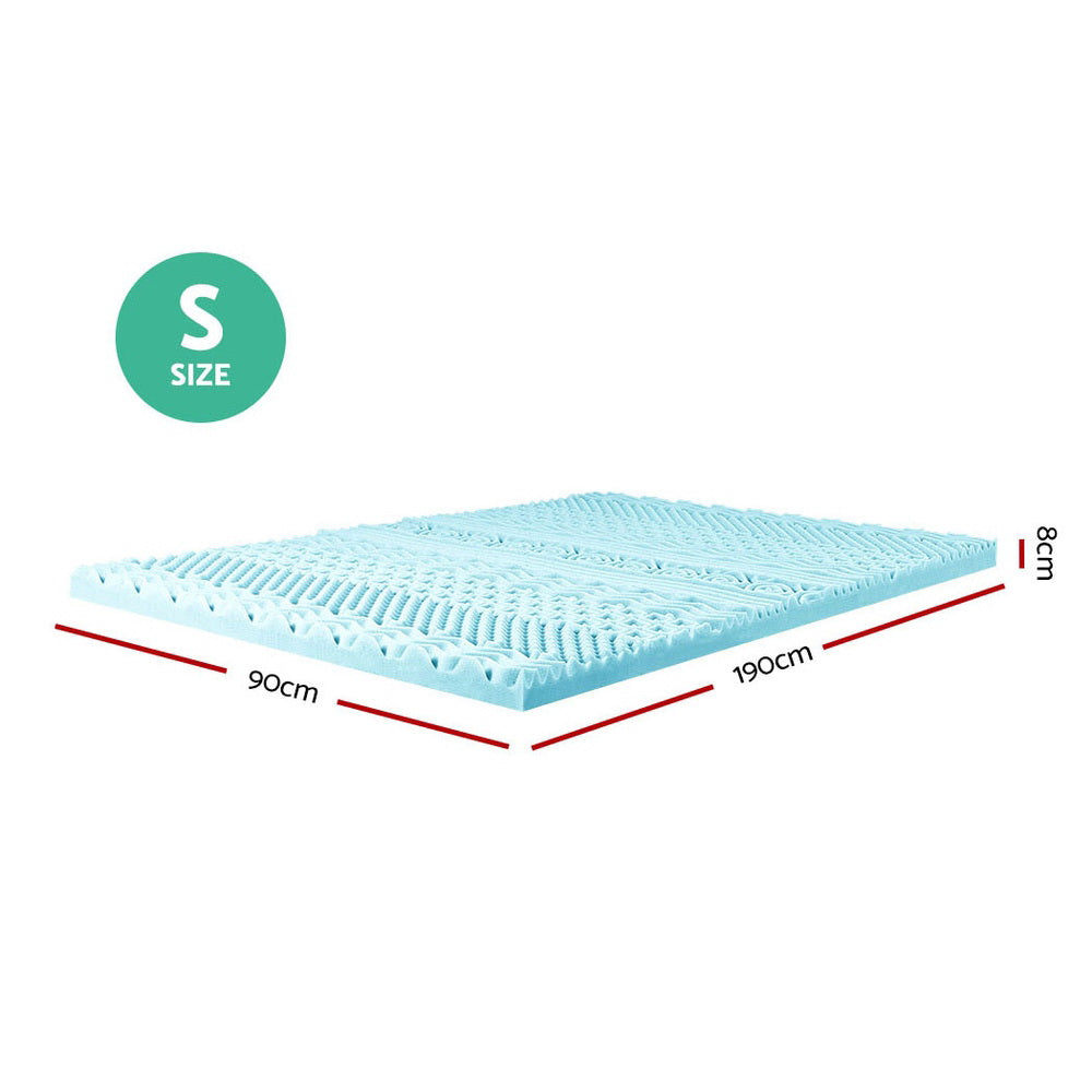 Giselle Bedding Single Mattress Topper 11-Zone Memory Foam 8cm