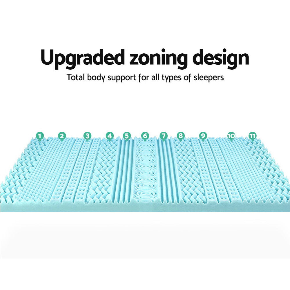 Giselle Bedding Single Mattress Topper 11-Zone Memory Foam 8cm