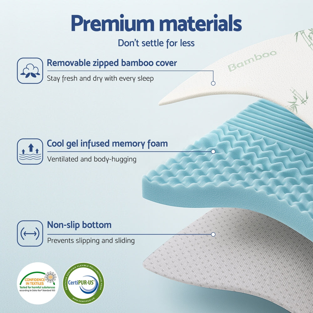 Giselle 5cm King Single Memory Foam Mattress Topper 7-Zone