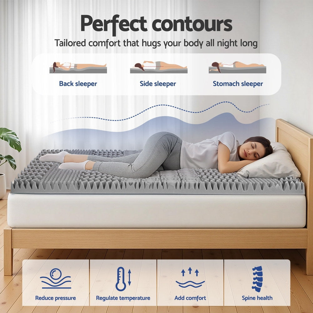 Giselle Bedding King Mattress Topper 8cm Memory Foam Graphite 7-Zone