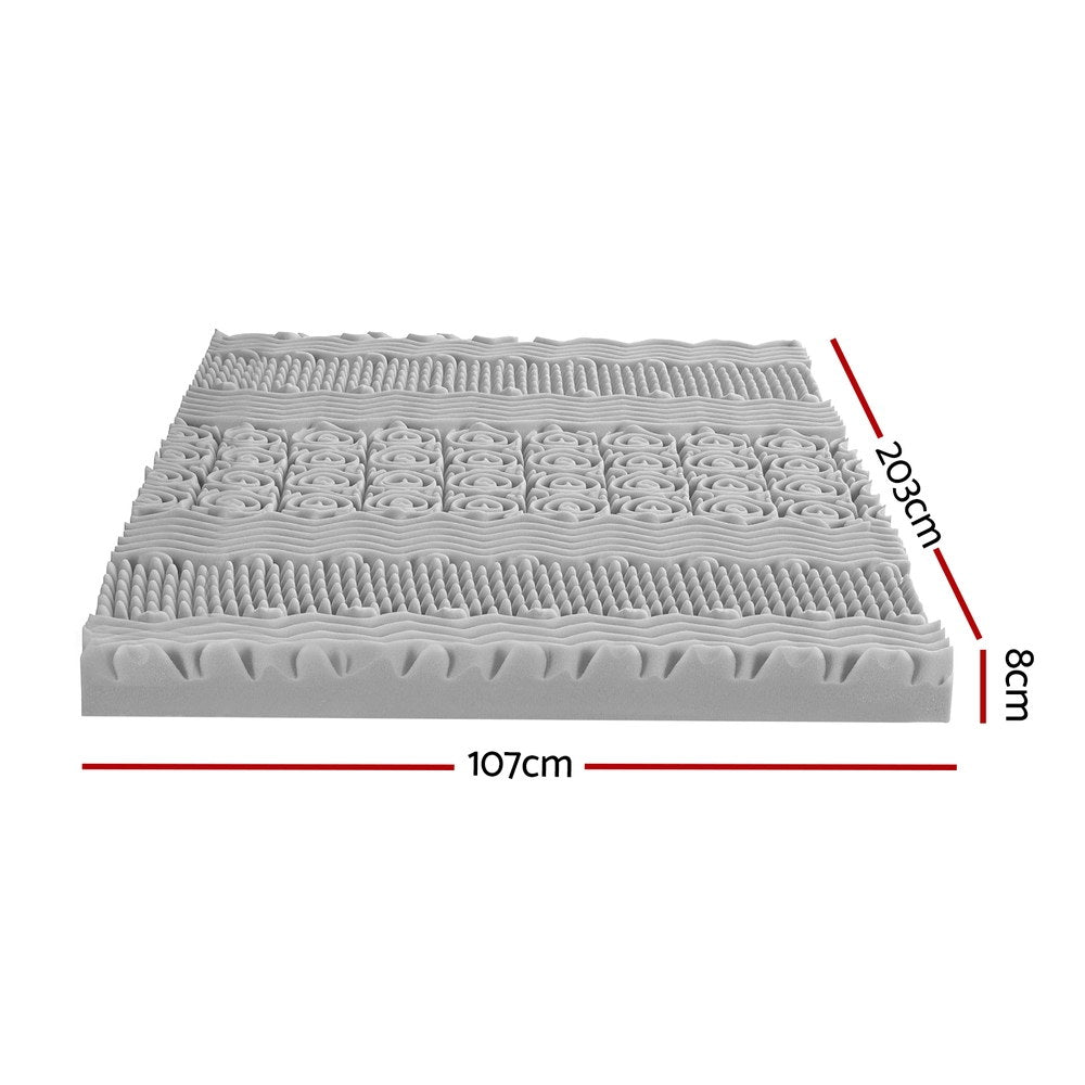 Giselle Bedding King Single Memory Foam Mattress Topper 8cm Graphite 7-Zone