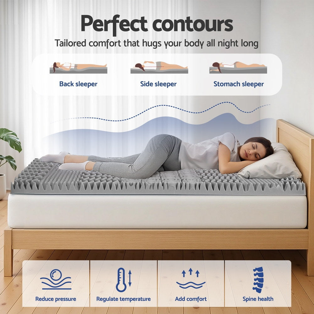 Giselle Single Memory Foam Mattress Topper 8cm Graphite 7-Zone