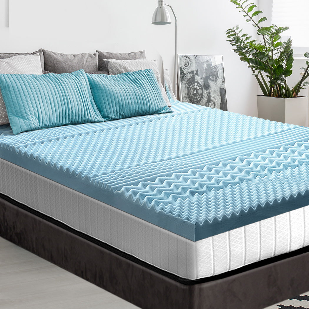 Giselle King Single Memory Foam Mattress Topper 7-Zone 8cm Blue