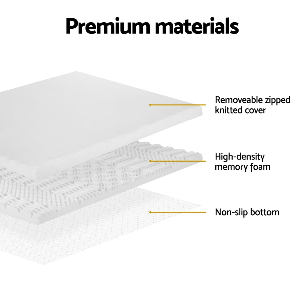 Giselle Double Memory Foam Mattress Topper 7-Zone Airflow 8cm White