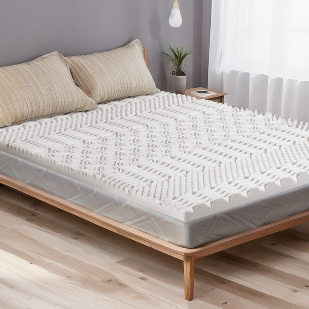 Giselle Queen Mattress Topper Memory Foam 7-Zone Airflow 8cm White