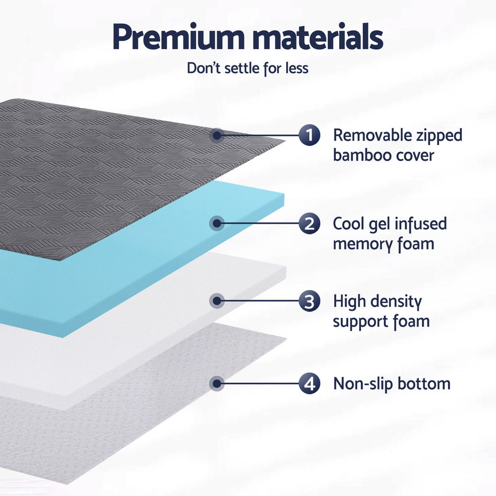 Giselle Double Memory Foam Mattress Topper 8cm Gel Bamboo