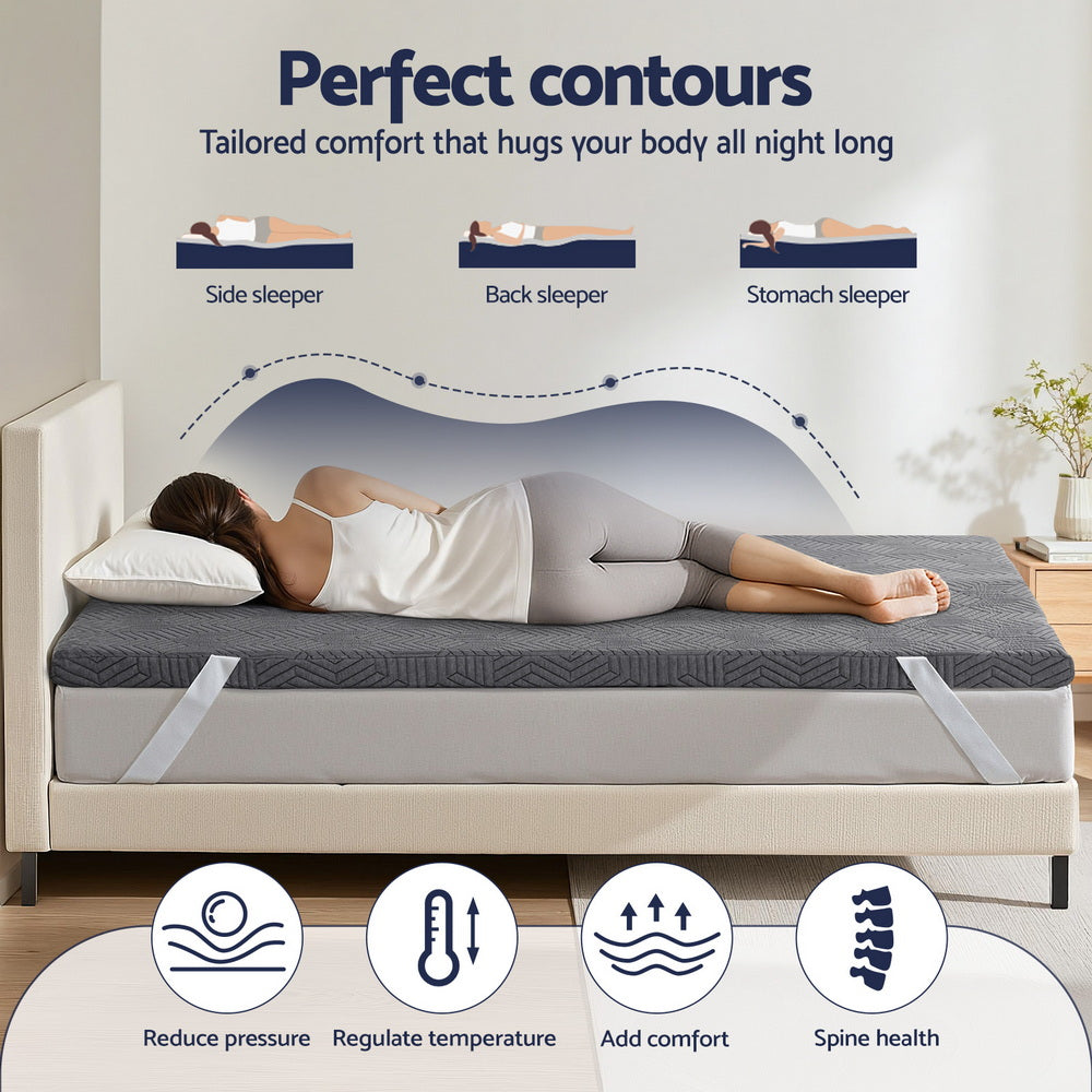 Giselle Queen Memory Foam Mattress Topper 8cm Gel Bamboo