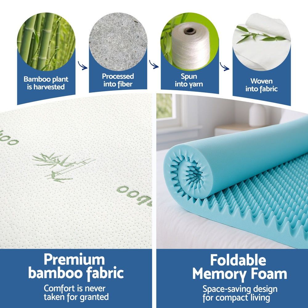 Giselle Double Mattress Topper 8cm Gel Memory Foam Bamboo