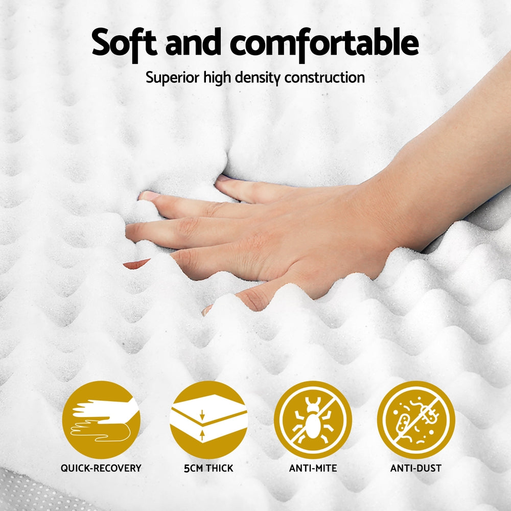 Giselle King Single Memory Foam Mattress Topper Egg Crate 5cm