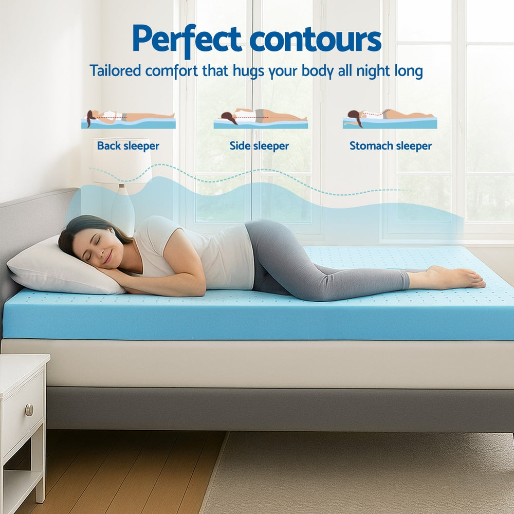 Giselle Double Memory Foam Mattress Topper 12cm Ventilated Cool Gel Bamboo Cover