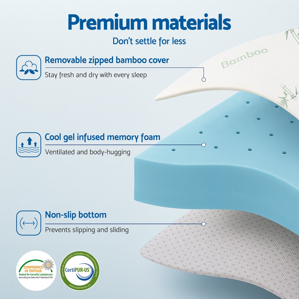 Giselle King Memory Foam Mattress Topper 12cm Cool Gel Bamboo Cover