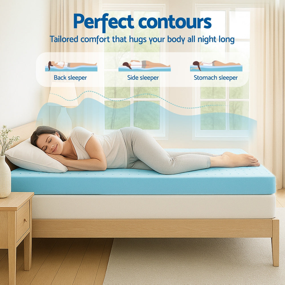 Giselle King Single Memory Foam Mattress Topper 12cm Cool Gel Bamboo Cover
