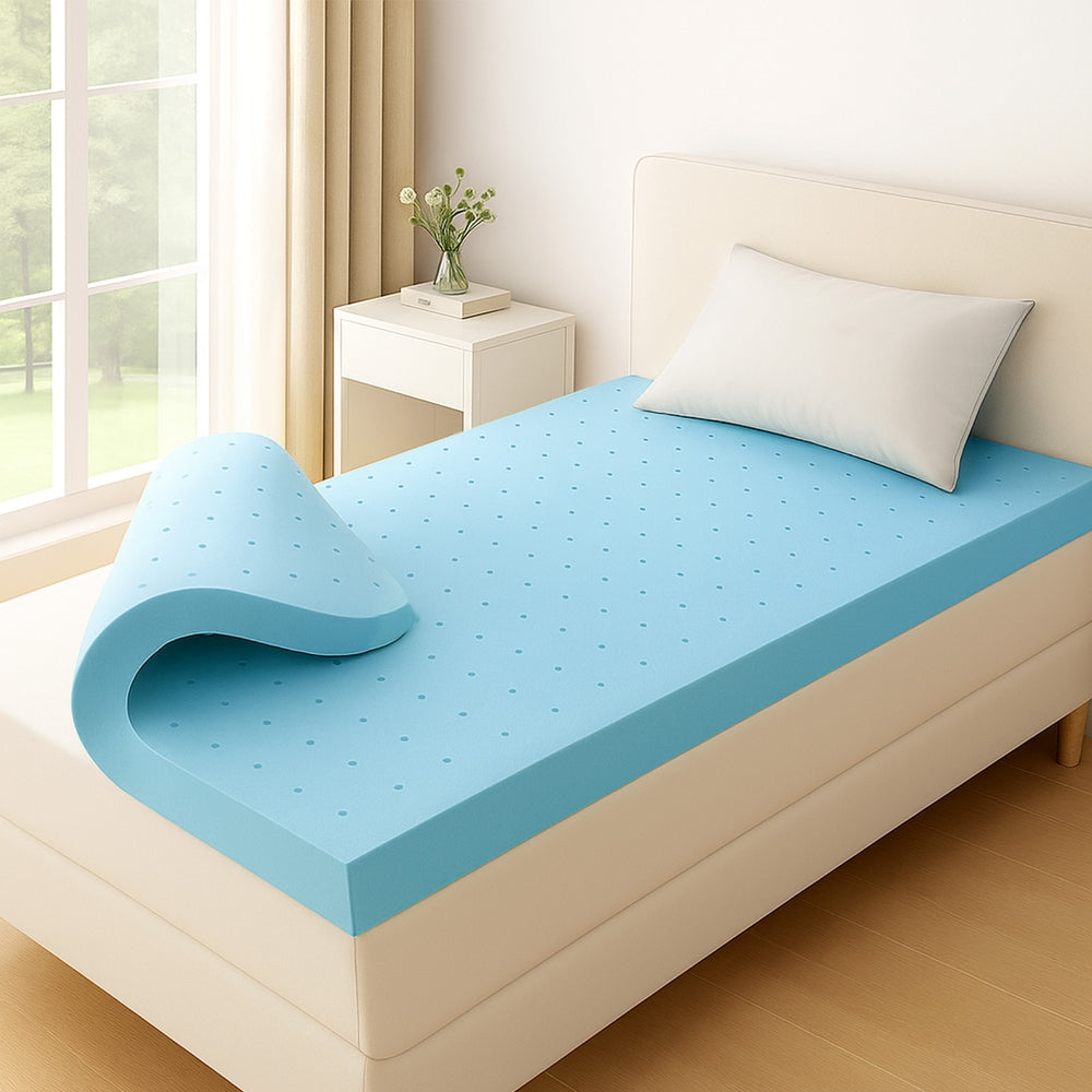 Giselle King Single Memory Foam Mattress Topper 12cm Cool Gel Bamboo Cover
