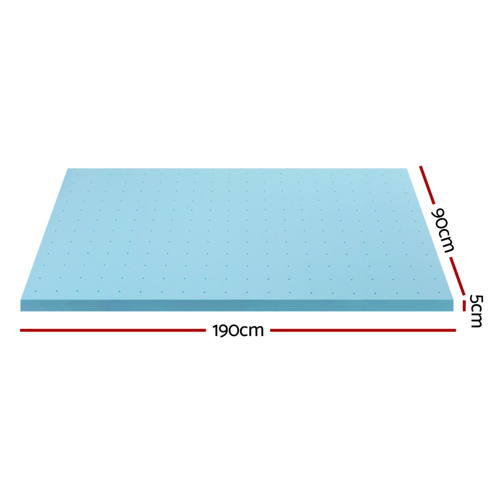 Giselle Single Mattress Topper Memory Foam Cool Gel 5cm