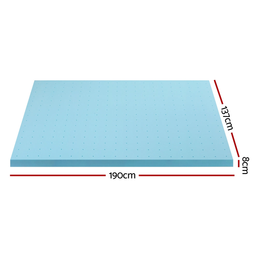 Giselle Double Mattress Topper Memory Foam Cool Gel Ventilated 8cm