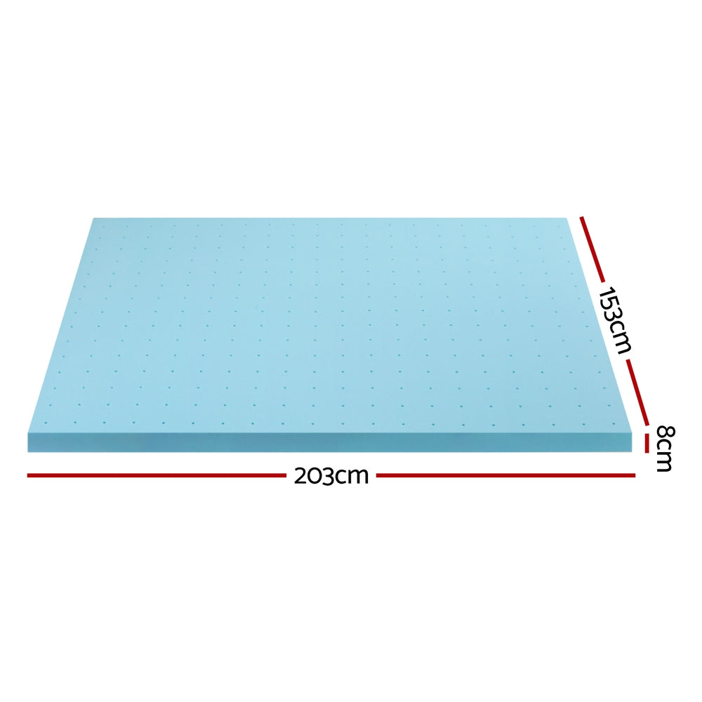 Giselle Queen Mattress Topper Memory Foam Cool Gel Ventilated 8cm
