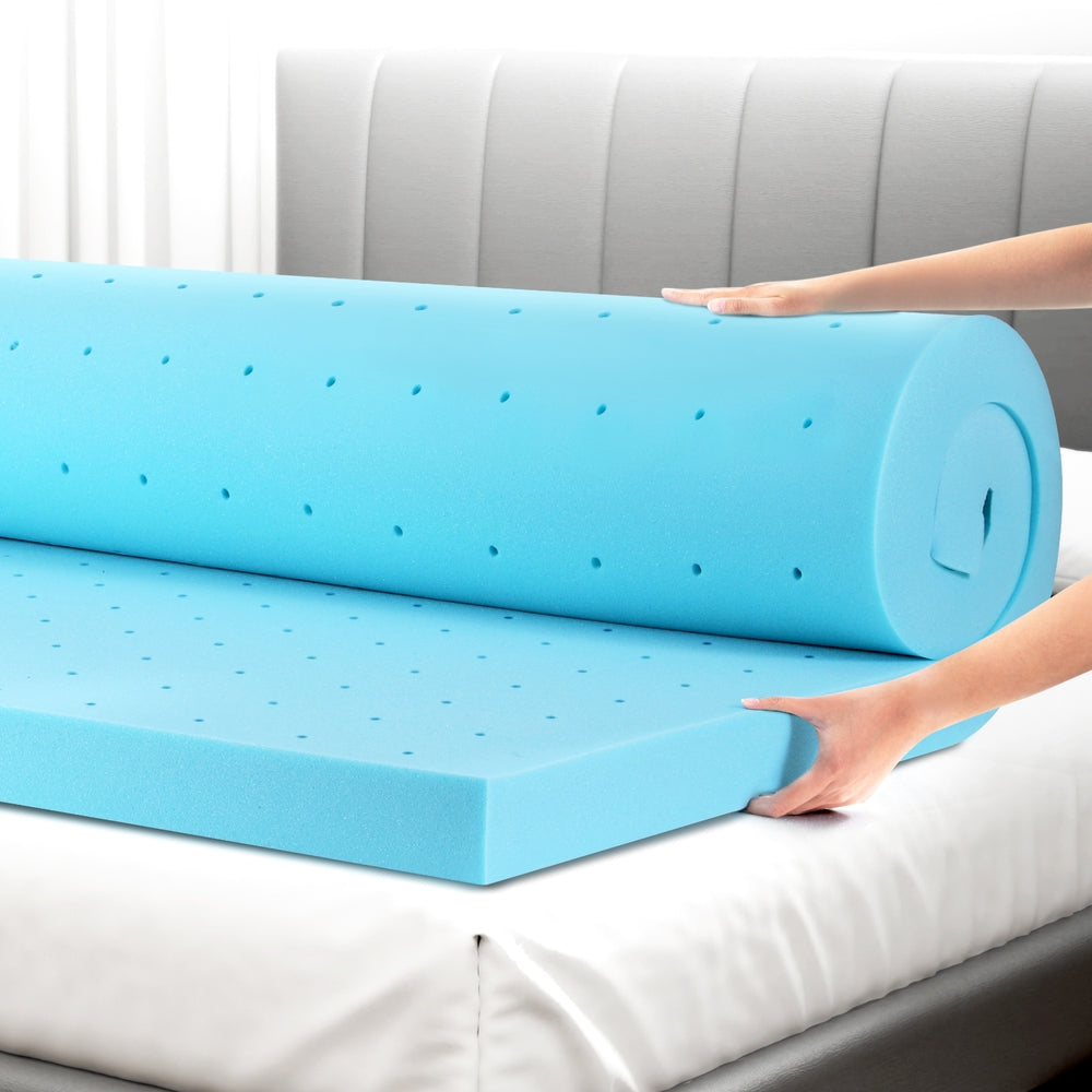 Giselle Single Mattress Topper Memory Foam Cool Gel Ventilated 8cm