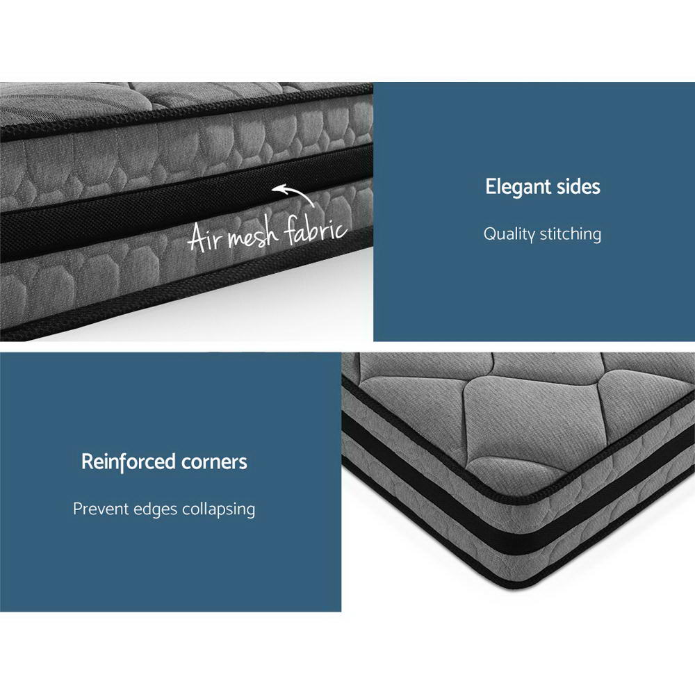 Wendell Queen Mattress Medium Firm Pocket Spring Grey/Black