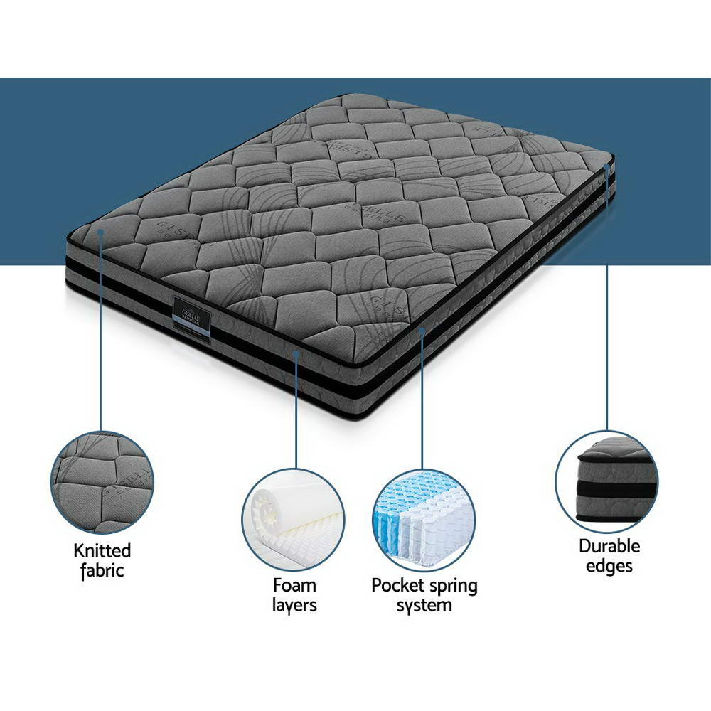 Wendell Single Mattress Medium Firm 22cm Grey/Black