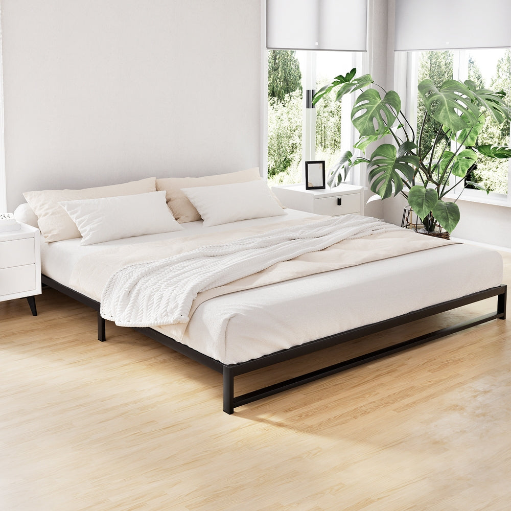 Beru King Size Metal Bed Frame with Plywood Slats