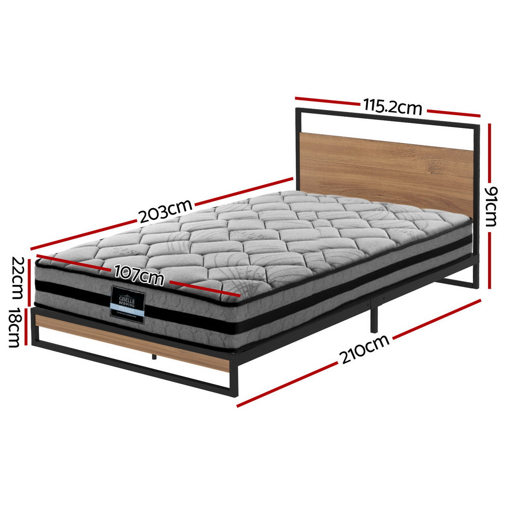 Dane King Single Metal Bed Frame with Giselle Pocket Spring Mattress Black