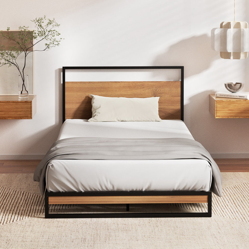 Dane King Single Metal Bed Frame with Giselle Pocket Spring Mattress Black