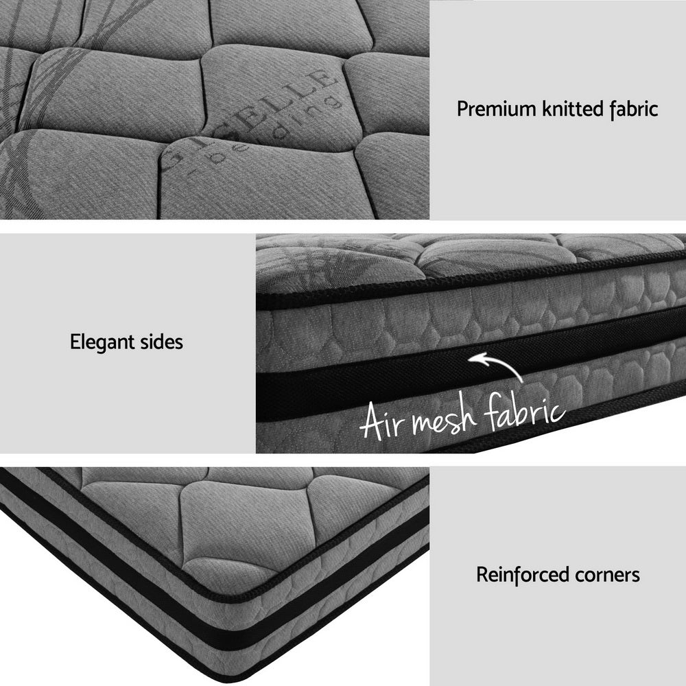 Dane King Single Metal Bed Frame with Giselle Pocket Spring Mattress Black
