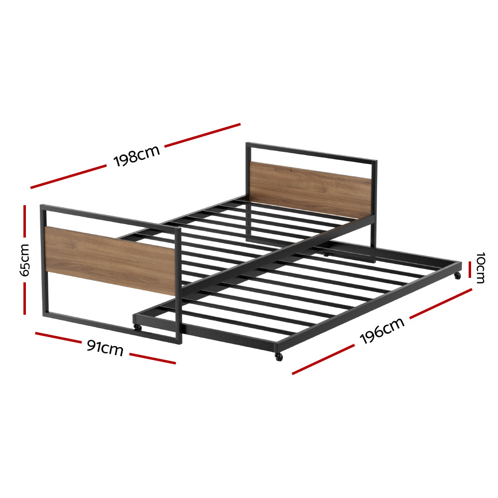DEAN Single Metal Trundle Daybed Black
