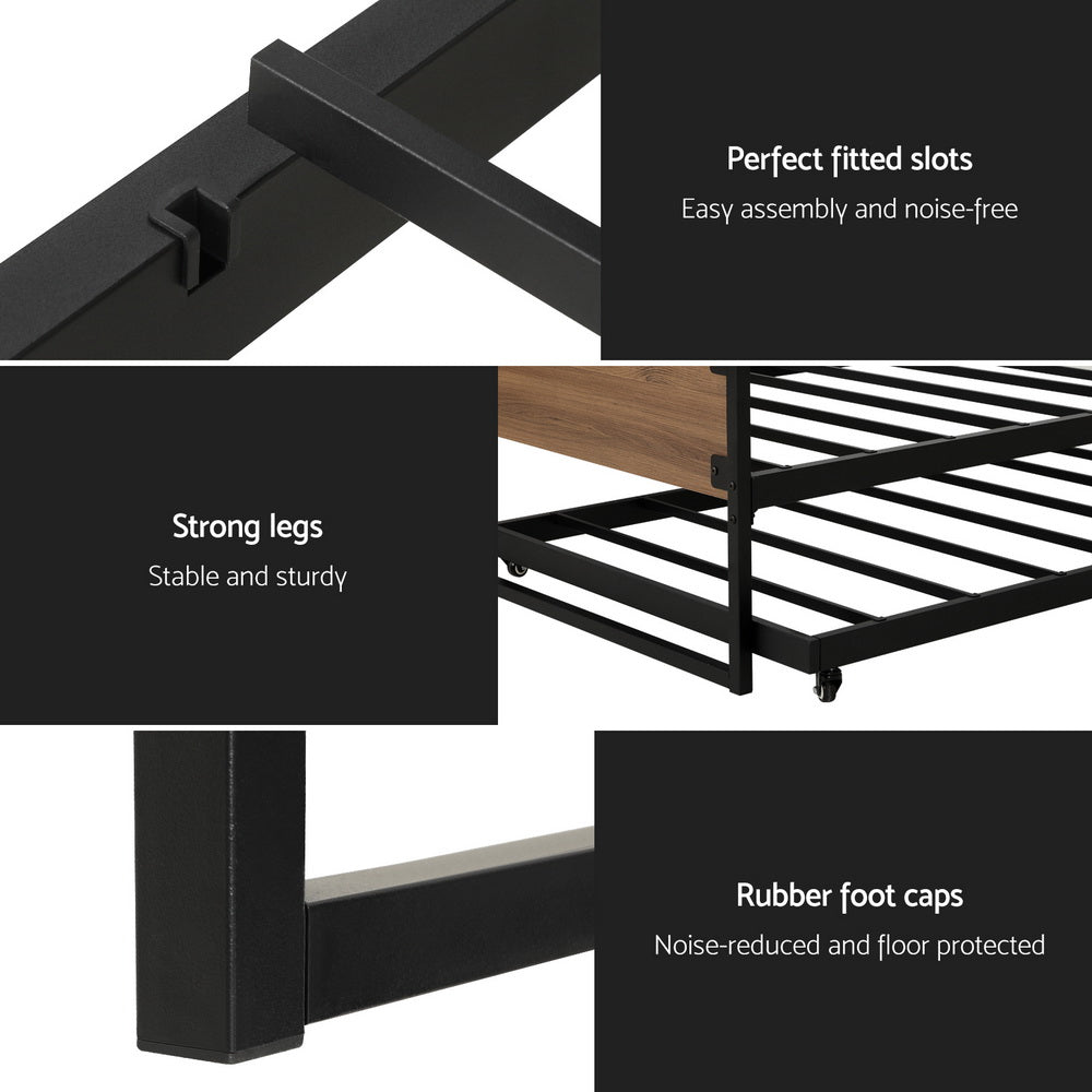 DEAN Single Metal Trundle Daybed Black