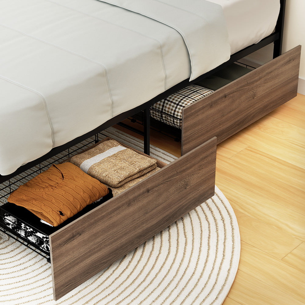Artiss Trundle Bed Frame Storage Drawers Set of 2 Black