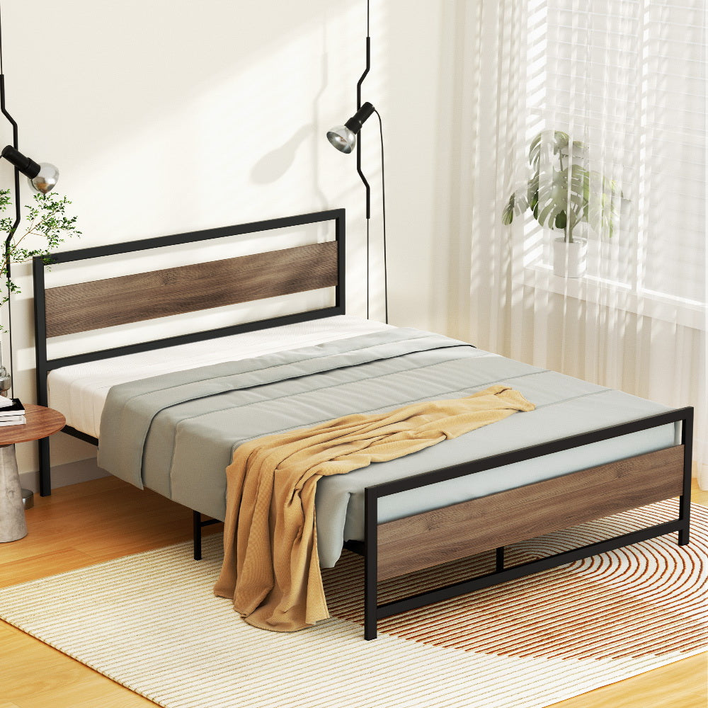DREW Queen Bed Frame Metal Base Black