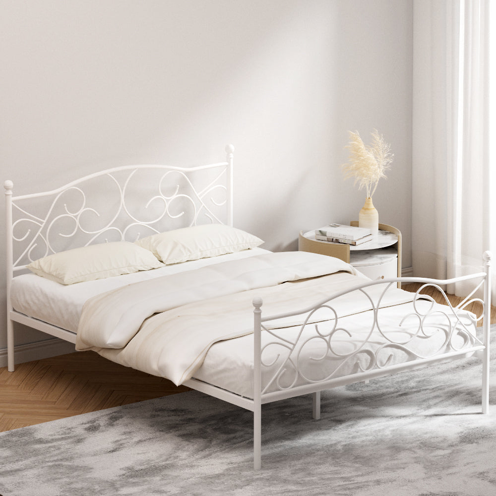 GROA Double Metal Bed Frame White