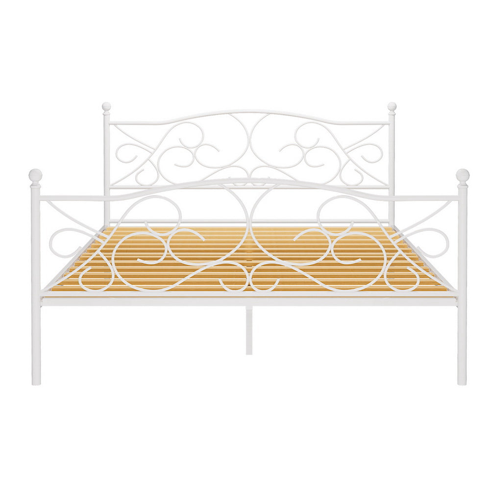 GROA Queen Metal Bed Frame White