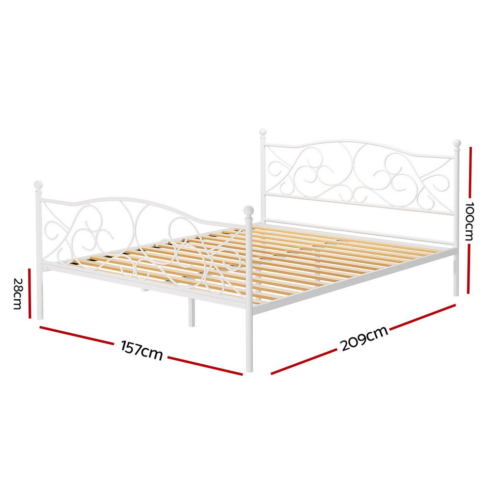 GROA Queen Metal Bed Frame White