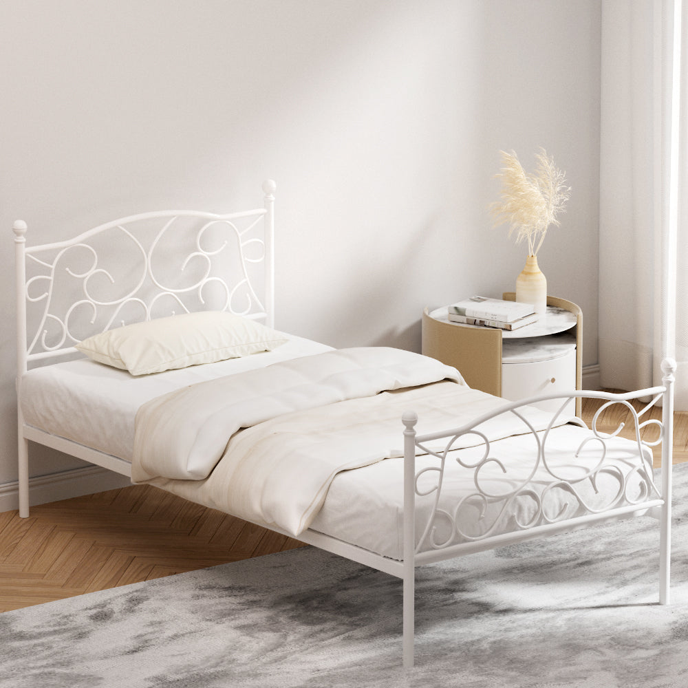 GROA Single Metal Bed Frame White