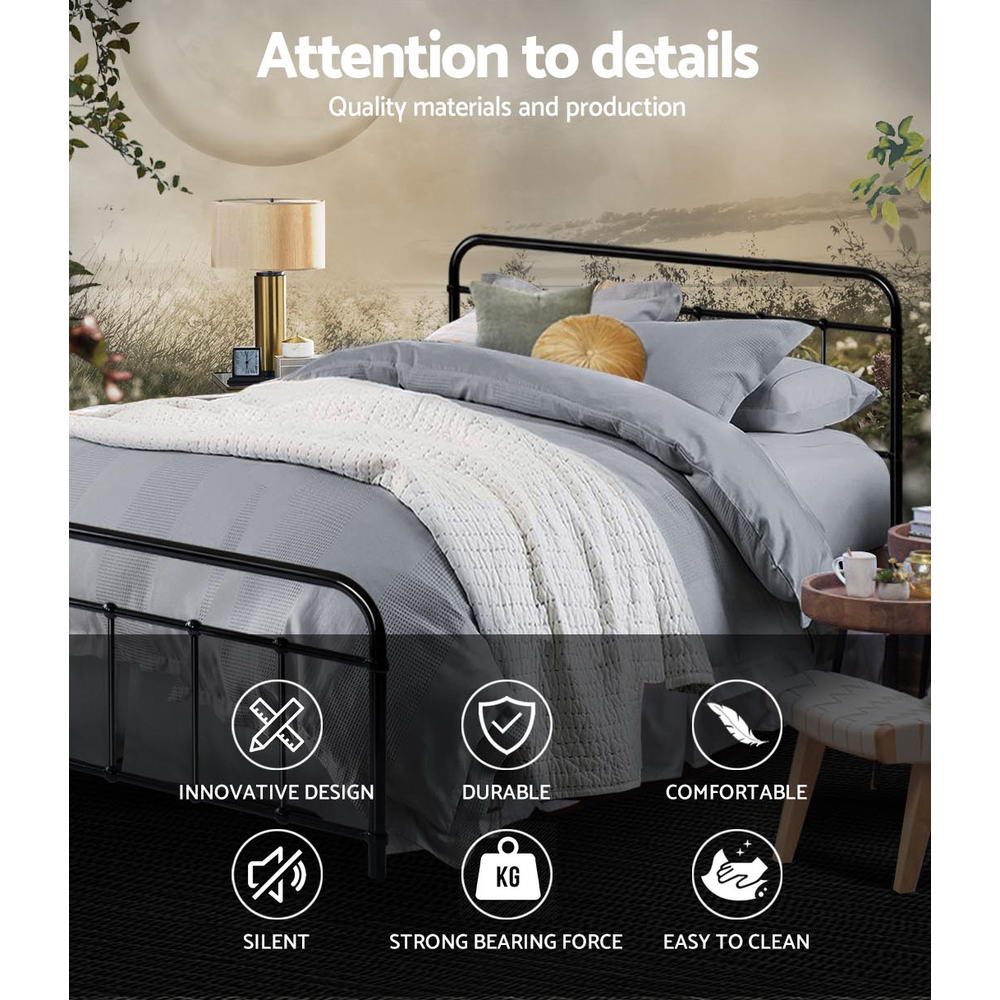 Leo Double Metal Bed Frame Black