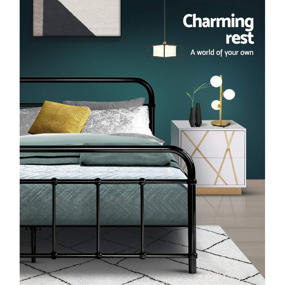 Leo Double Metal Bed Frame Black